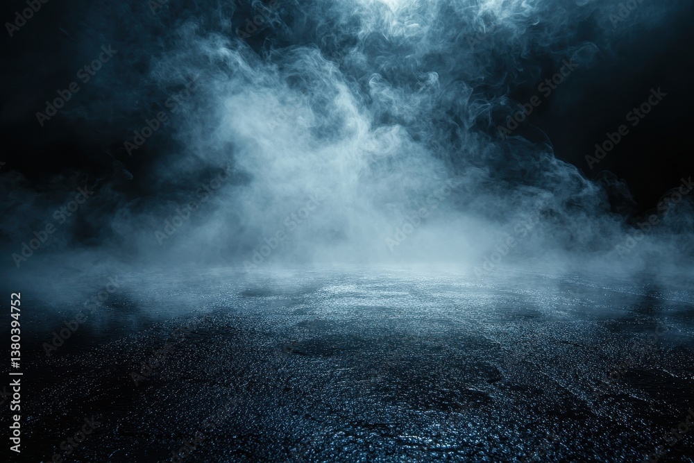 Leinwandbilder abstract blue glitter sparkle dust with mist on dark background for creative design shiny particle e