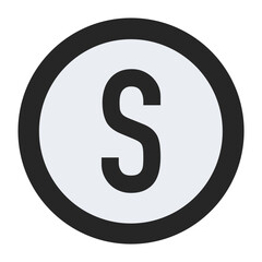 A minimalist vector design showcasing the letter S in black typography encased in a white circle, offering a sleek and professional look for versatile usage.