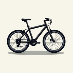 Obraz premium Black mountain bike with a shadow on a light background