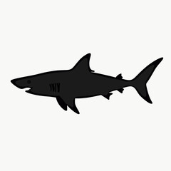 Obraz premium Shark silhouette illustration, minimalistic style, aquatic predator, copy space