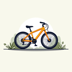 Fototapeta premium Bicycle illustration, vibrant style, outdoors setting, nature background, copy space