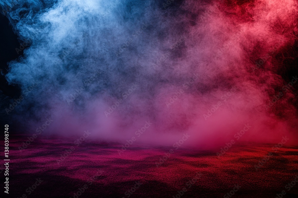 Leinwandbilder abstract stage background with red and blue powder smoke explosion effect texture backdrop and artis