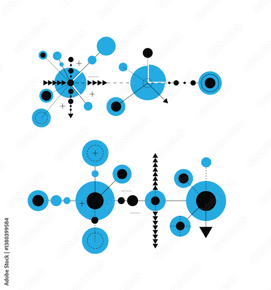 Poster technology and engineering blueprint design element set line art. graphic design elements and resour