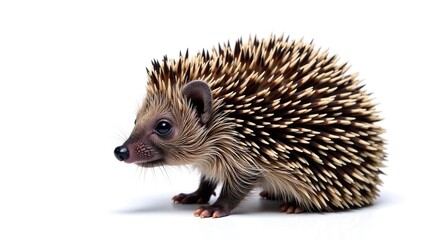 Obraz premium Close-up of a hedgehog's spiny back, against a stark white backdrop , texture, studio
