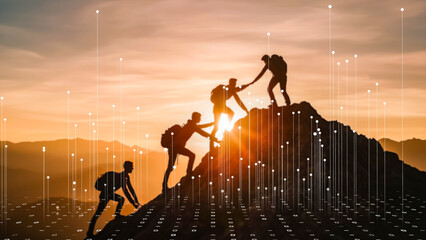 Futuristic leadership concept with digital visualization