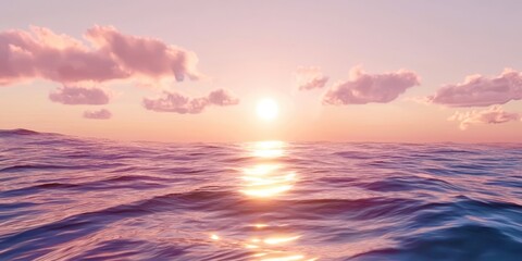 Naklejka premium A beautiful sunset over the ocean with a pink and purple sky