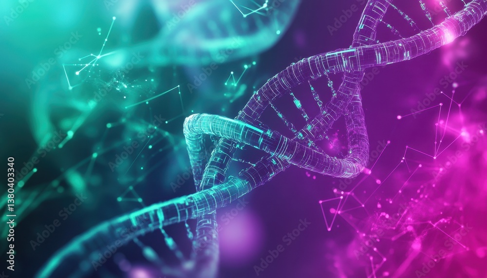 Aufkleber Double Helix Structure in Pink and Blue with Scientific and Medical Implications with Technological Innovation in the Digital Age for Future Development