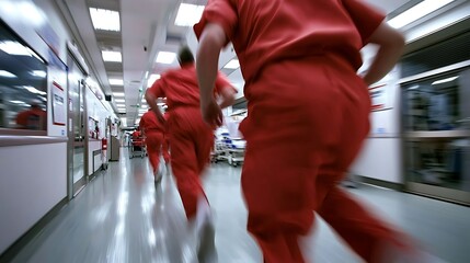 Code Red Doctors Racing Through Hospital Corridor.