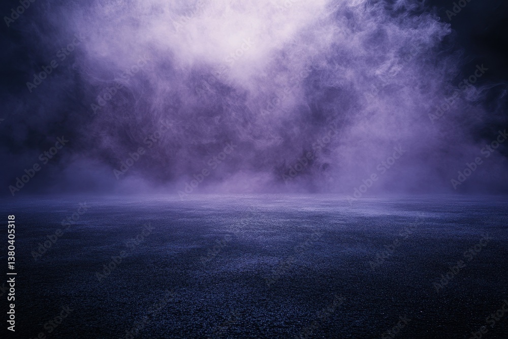 Poster dramatic purple fog with spotlight on rough surface background for stage presentation and spectral d