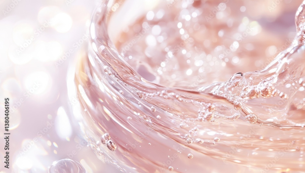 Leinwandbilder elegant swirl of light pink water splash with bokeh lights in the background creates a dynamic and t