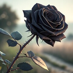 dry rose on blue background