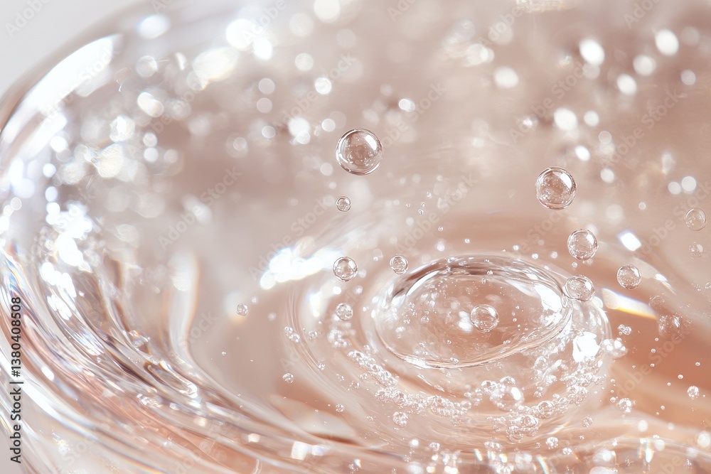 Leinwandbilder macro shot of transparent liquid bubbles with a smooth surface and blurred light reflection in clean
