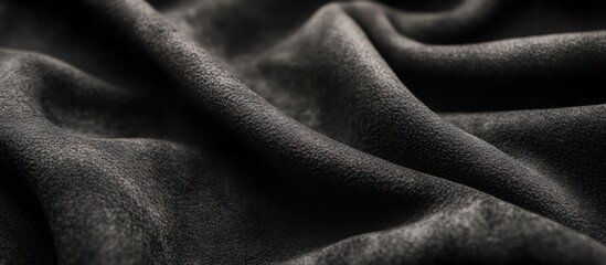 Fototapeta premium A close-up of a luxurious, soft black suede texture, with subtle marks and creases
