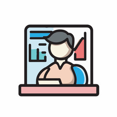 Fototapeta premium Executive presents graphic analysis in office setting professionally