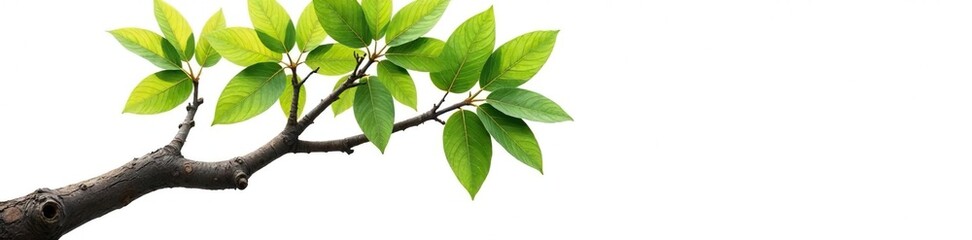 Fototapeta premium Single large branch on white background with trunk, nature, single,