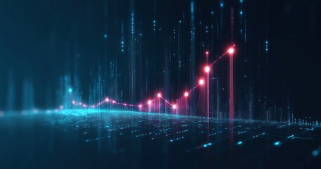 Futuristic Financial Growth Chart with Neon Lines Holographic Style Data Visualization for Business and Economic Analysis