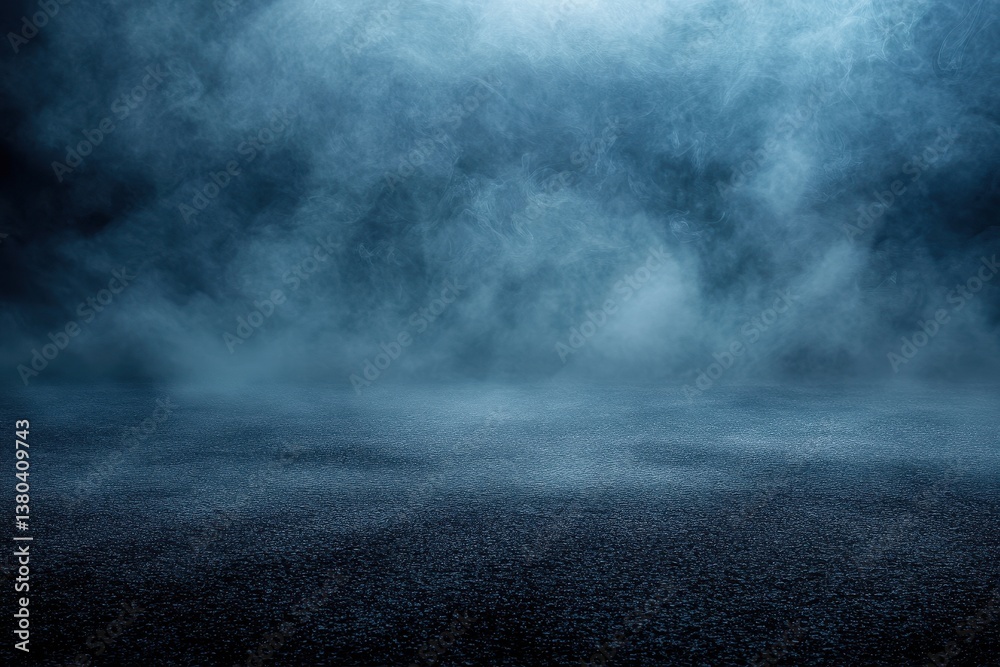 Aufkleber textured blue mist and light with asphalt ground creates an atmospheric effect for a dramatic backgr