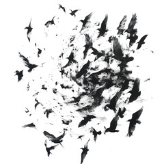 Fototapeta premium Birds and Bats Whirlwind on transparent background