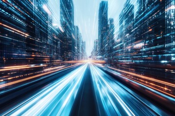 Futuristic High-Speed Train Motion Blur Urban Abstract