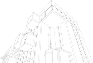 Modern architectural building 3d rendering