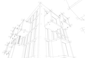 Fototapeta premium Modern architectural building 3d rendering