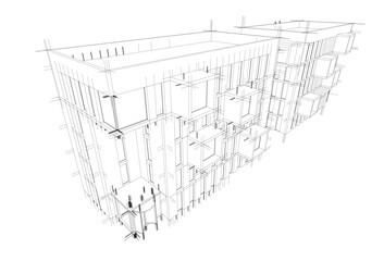 Modern architectural building 3d rendering