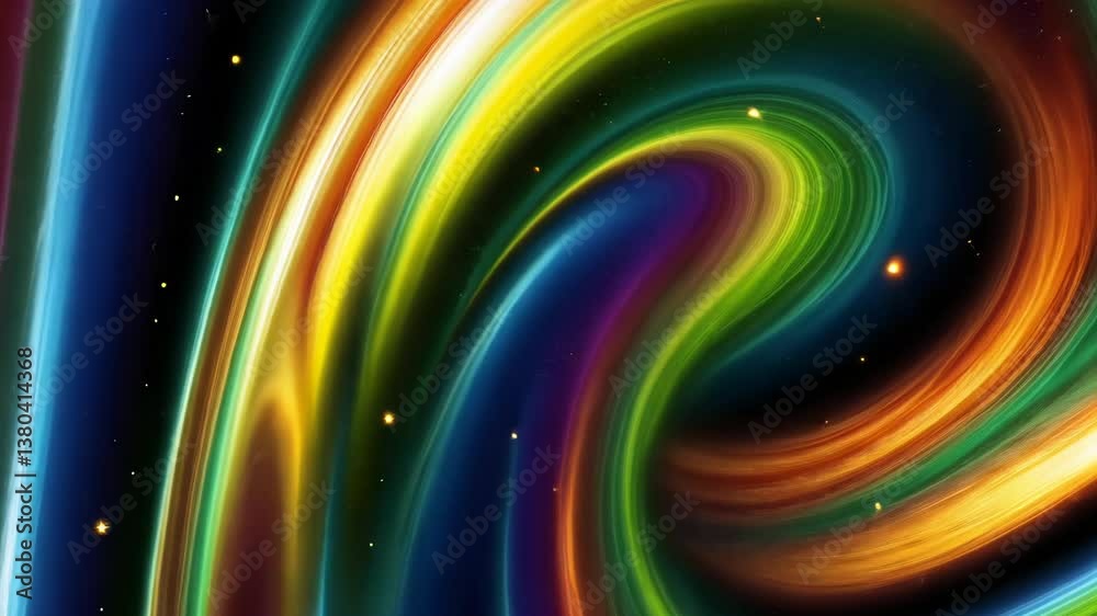Poster a colorful swirl of light and stars. the stars are scattered throughout the image. the colors are br