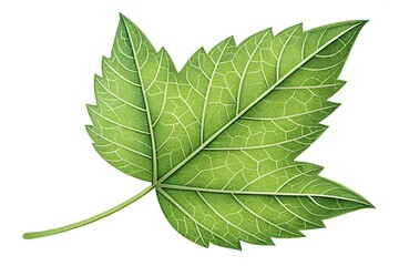 Obraz premium close-up of a vibrant green leaf with serrated edges and prominent veins, ideal for nature-inspired designs and eco-friendly branding projects 