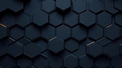 Fototapeta premium Hexagonal Geometric Pattern with Soft Ambient Lighting and Dark Color Palette Modern Design Illustration