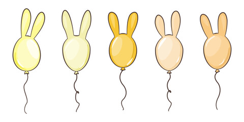Zajączek Wielkanocny - balony z króliczymi uszami. Dekoracje w żółtych odcieniach. © Monika