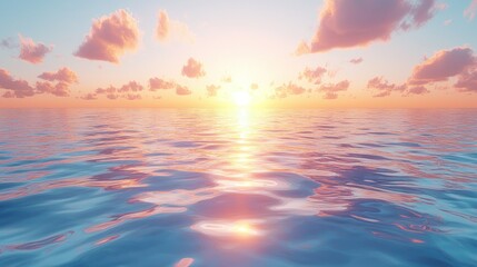 Serene Sunset over Calm Ocean Waters