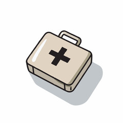 Emergency kit provides healthcare in clinic simple illustration