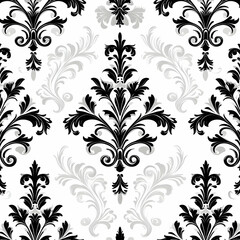 Black white damask pattern