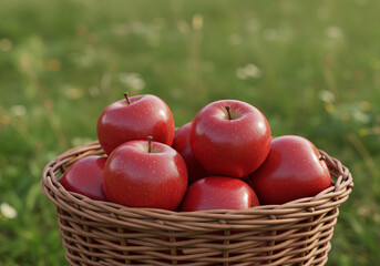 Red apples in a wicker basket