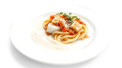 Seafood Pasta with White Fish, Tomato Sauce, and Herbs
