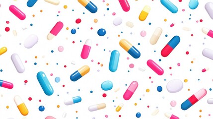Colorful Capsules and Pills Seamless Pattern