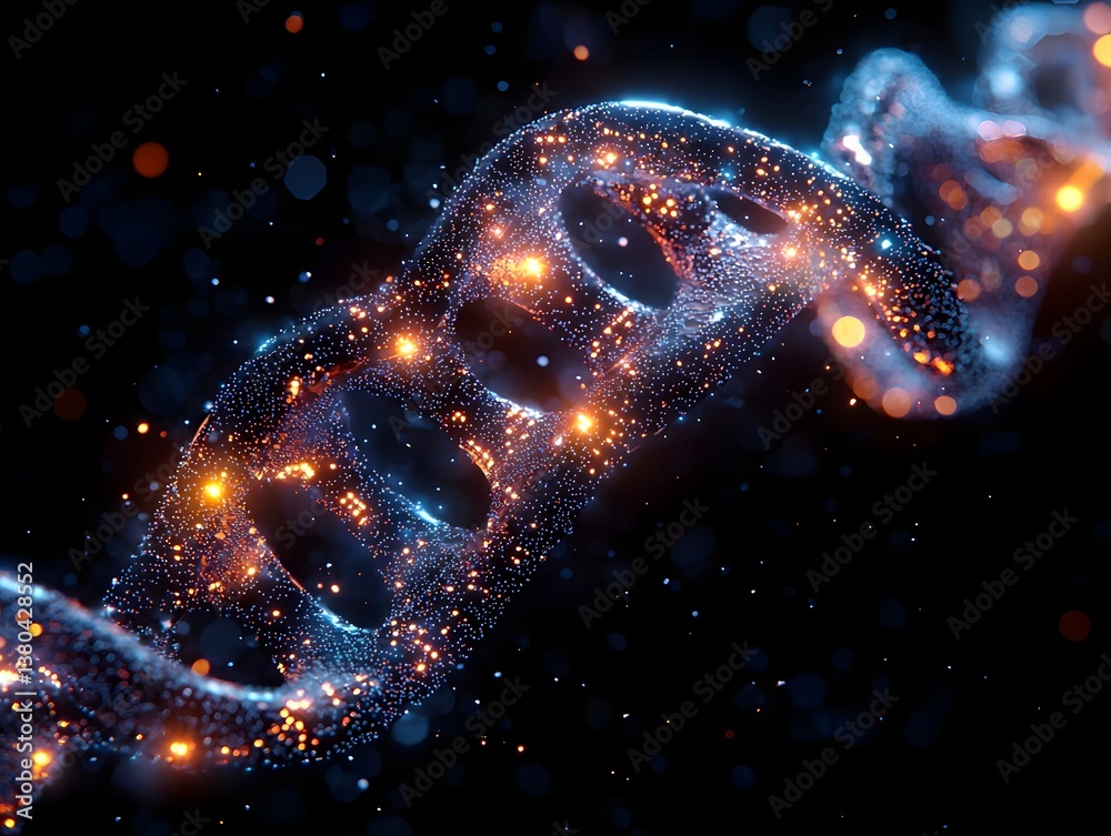 Poster futuristic dna structure with embedded circuit like designs