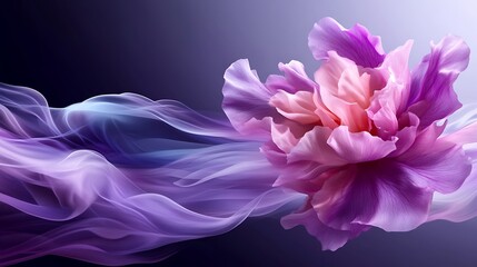Dreamy Purple Peony Flower with Flowing Silk.