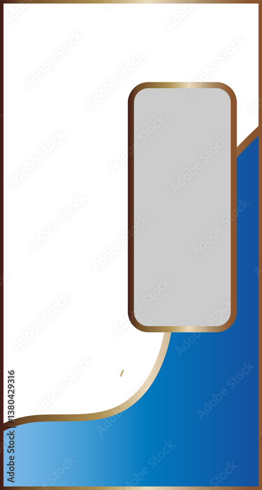 Poster golden rectangular frame isolated on transparent background. composition of color background with or
