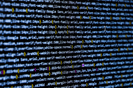 Programming coding screen, web developer coding screen