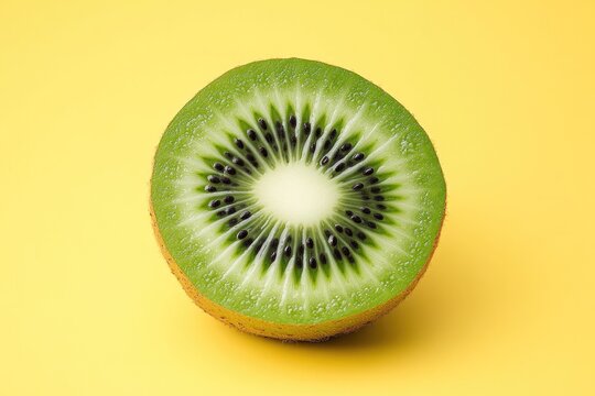 Vibrant kiwi slice showcasing intricate seeds and rich green fle