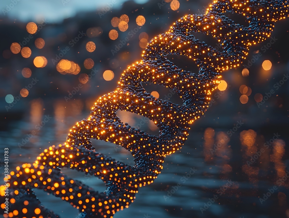 Poster dna data storage concept with digital binary pattern
