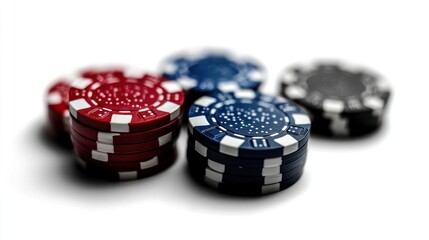 Close-up of Stacks of Casino Poker Chips