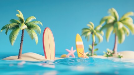 Summer Paradise: Palm Trees, Surfboards, and a Starfish