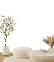  Free PNG wallpaper mockup in Interior Living Room, Elegant Minimalist Living Room with Neutral Tones and Natural Light., 3D rendering