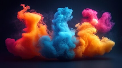 Colorful Chemical Solutions and Laboratory Glassware with Colorful Liquids and Steam from Chemical Reactions