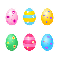 Set of coloful Easter eggs. Color vector illustration. Isolated on white background.	