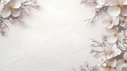 Elegant floral arrangement with soft white and pink blossoms on a textured background, ideal for design projects.