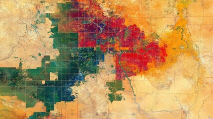 Fototapeta premium Colorful aerial map of a region
