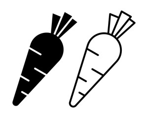 Vector isolated Carrot icon set in black outline and fill